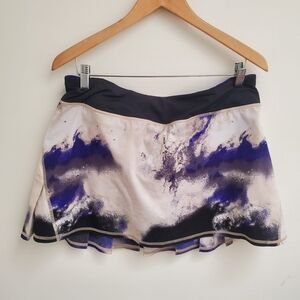 lululemon athletica Abstract Blue and Black Mini Skirt Sz 10 Tall